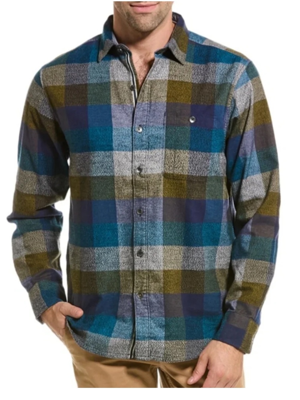 Tommy Bahama Canyon Beach Bonfire Check Flannel Size XXL Tall Like New
